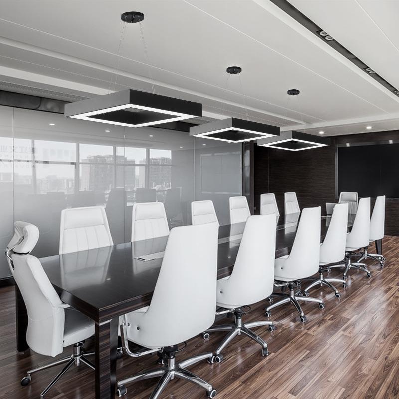 LED空心四边形灯具现代简约办公司健身房商业店铺灯饰回字形吊灯 - 图2