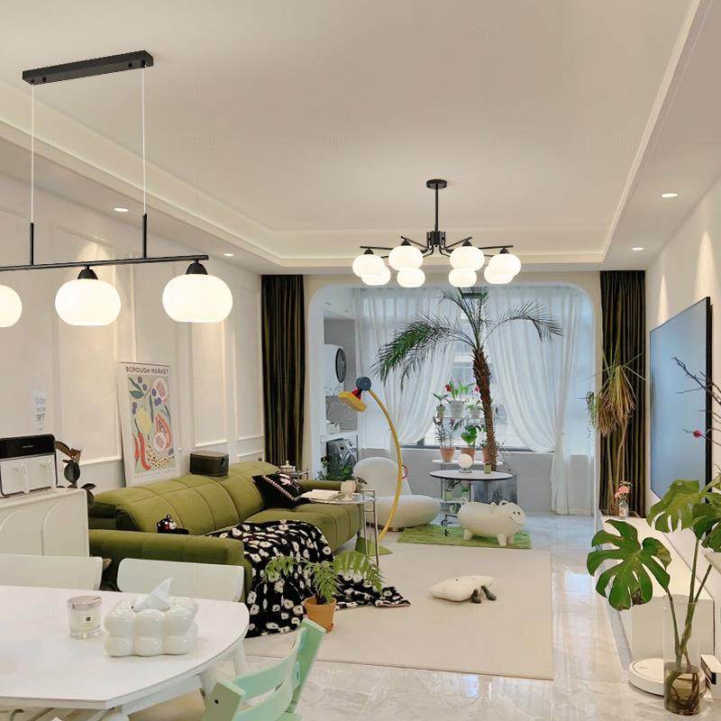 奶油风柿子吊灯现代简约黑色客厅主灯法式中古卧室客餐厅灯具组合,淘宝优惠券,粉丝福利购,淘宝优惠卷