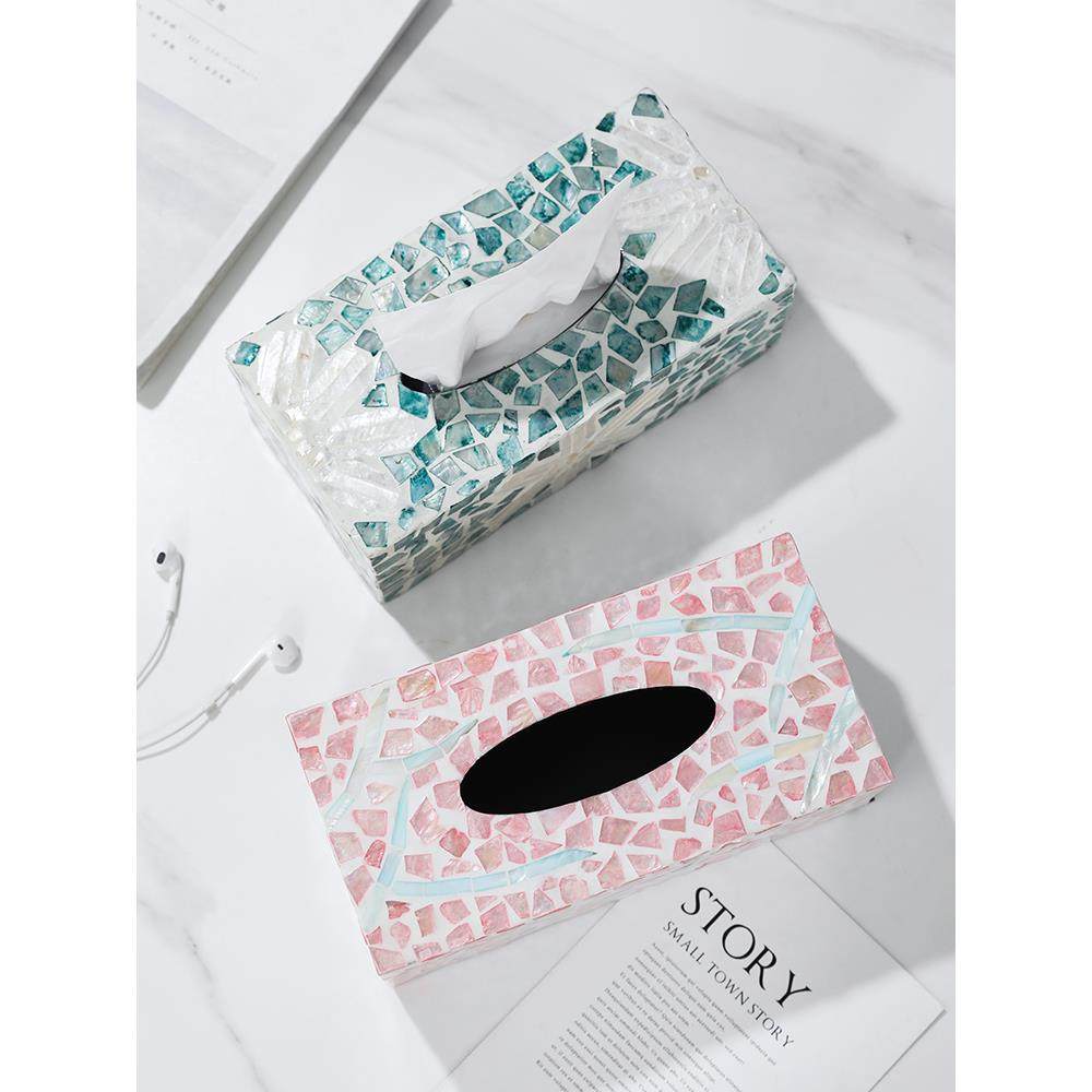 轻奢天然贝壳装饰纸巾盒客厅茶几摆件收纳盒家用创意餐巾纸抽纸盒,淘宝优惠券,粉丝福利购,淘宝优惠卷