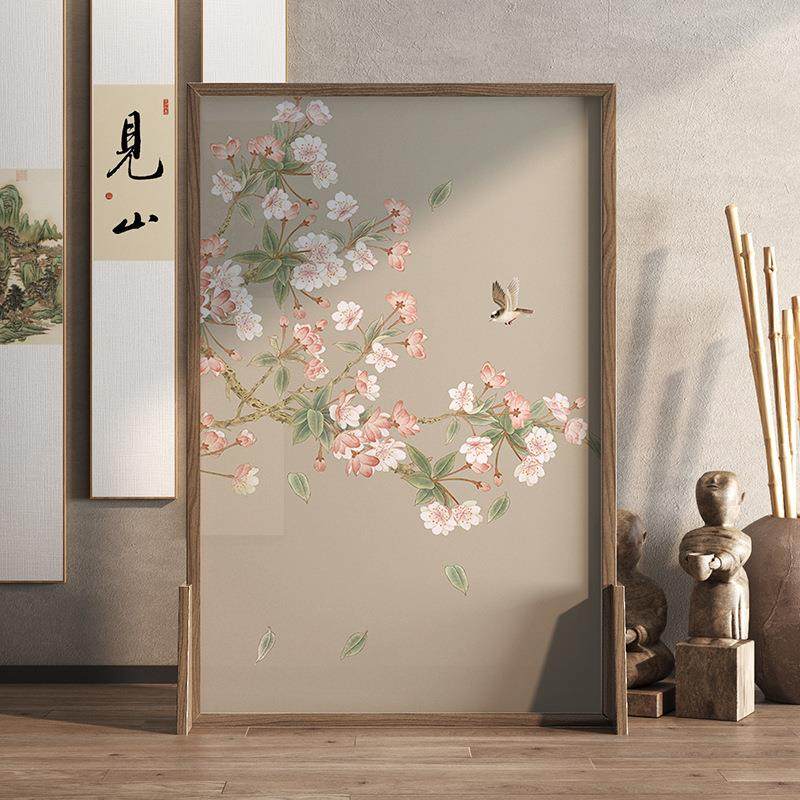 实木屏风隔断客厅新中式家用卧室遮挡床边办公室茶室餐厅入户花鸟,淘宝优惠券,粉丝福利购,淘宝优惠卷