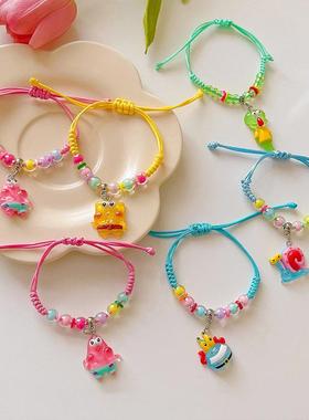 可爱卡通海绵宝宝手链女2023年新款派大星情侣手绳编织绳闺蜜手串