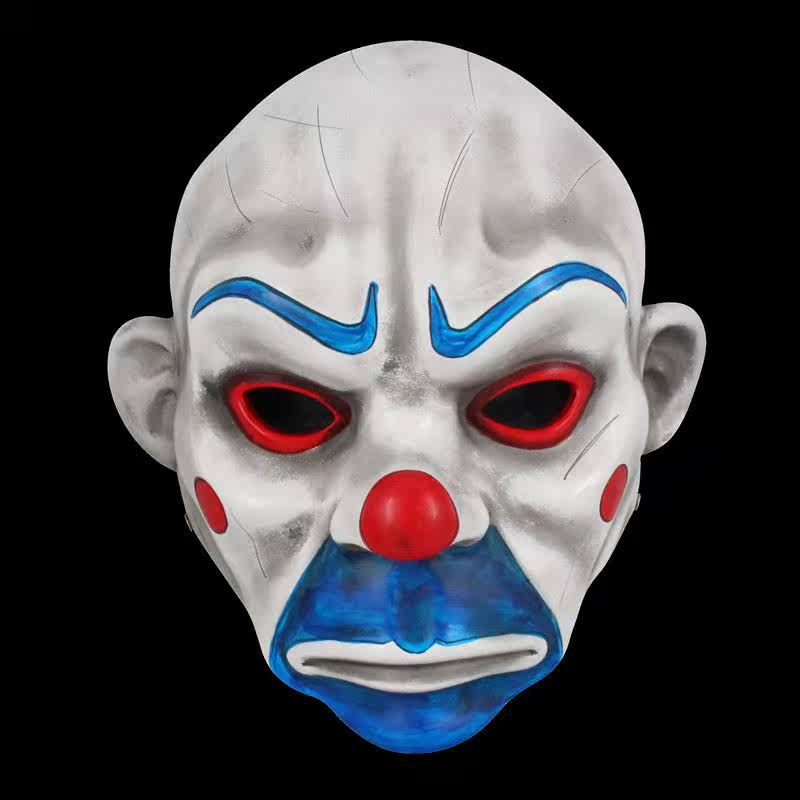 万圣节英雄联盟蝙蝠侠黑暗骑士小丑劫匪恶搞cos装扮树脂面具-图1