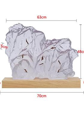 造景客厅摆件家居饰品玄关办公室装饰雪假山石头透明树脂雕塑艺术