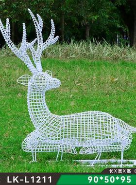 户外铁艺不锈钢镂空可发光梅花鹿雕塑景区园林景观小品装饰摆件