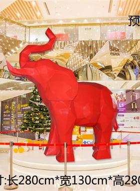 玻璃钢切面大象摆件抽象动物几何造型雕塑公园林商场迎宾门口装饰