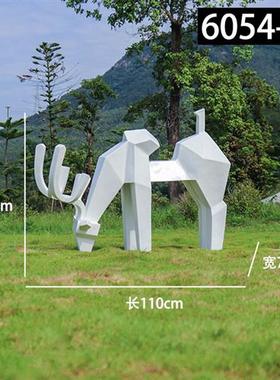 户外大型抽象几何切面玻璃钢梅花鹿雕塑园林售楼部景观装饰品摆件