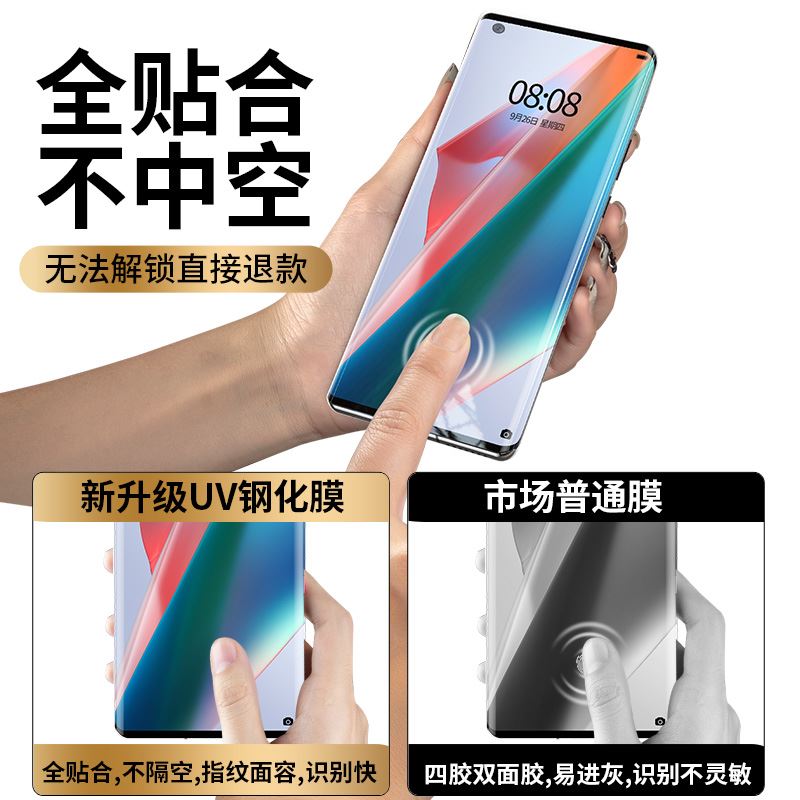 适用oppofindx3pro钢化膜oppo find x2全胶UV膜findx曲面全包x3曲屏x火星探索版por防摔oppfindx全包围手机膜 - 图1