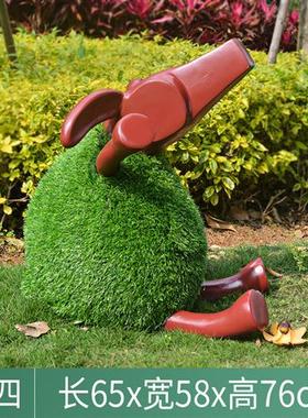 玻璃钢草皮羊雕塑小区幼儿园售楼部儿童摄影卡通小羊肖恩摆件造景