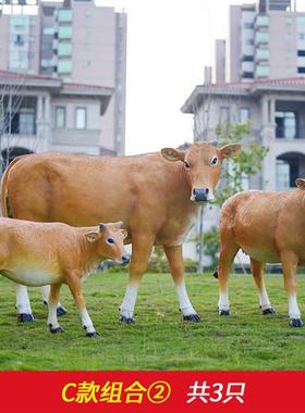仿真安格斯黑牛模型大型玻璃钢牛雕塑餐厅牧场装饰西门塔尔牛摆件