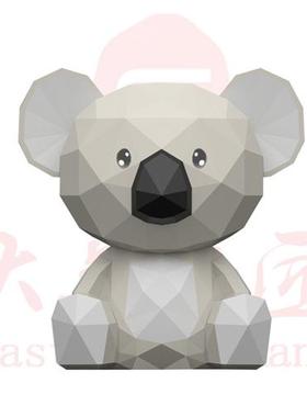 大型不锈钢卡通几何动物雕塑兔子熊考拉象定制网红美陈公仔摆件