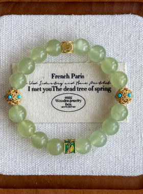 天然岫玉手串女款单圈小众古法