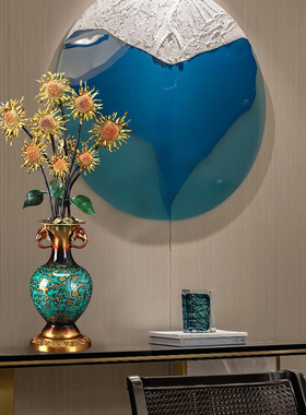 蒸蒸日上全铜向日葵摆件高端大漆家居玄关办公室装饰乔迁开业礼品