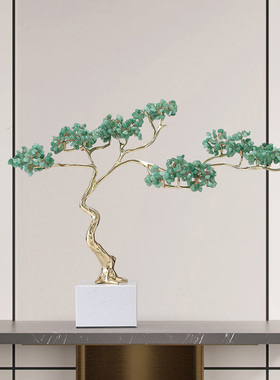 紫祥东来玄关摆件水晶发财树客厅电视柜装饰家居饰品乔迁新居送礼