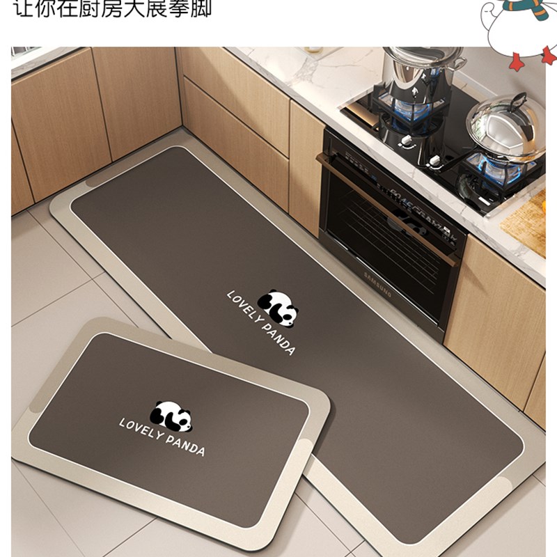 Kitchen floor mats are non-slip and oil-proof, wipeable and washable, soft diatom mud water-absorbing and oil-absorbing floor mats, special waterproof and anti-dirty carpets