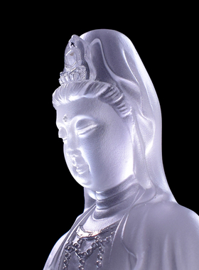 极速古法琉璃f白衣观音像莲花座观世音菩萨坐像家居佛堂摆件供奉