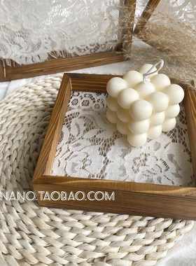 极速日式复古做旧实木蕾丝相框美甲拍照道M具展示背景家居摆台饰