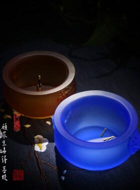 新品琉璃b狮耳香炉摆件琉璃焚香香插三足炉黄色蓝色狮耳香炉大明