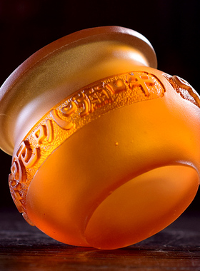 极速供奉佛前圣水杯n六字真言家用观音净水杯古法琉璃供杯室内复