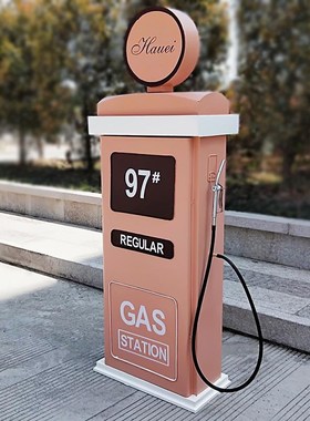 欧式复古怀旧创意j老式铁皮加油站加油机模型装饰品拍摄影道具摆