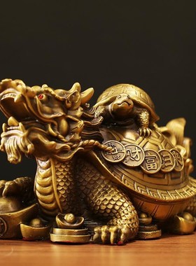 玄武龙龟招财母子龙龟摆件工艺品财福归来客O厅家居办公室桌面摆
