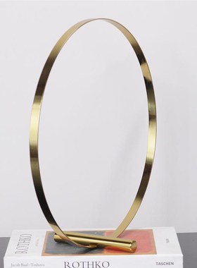 北欧轻奢Z01019-2形t属圆圈件桌面饰创意设计摆金件展厅桌面黑金