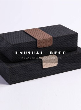 现代轻奢简d约饰品盒收纳盒样板间衣帽间卧室皮质金属扣首饰盒摆