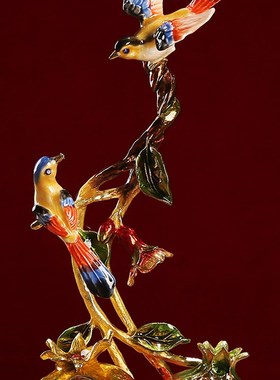 珐琅彩金玉满堂石榴多子多u福摆件新中式高档酒柜玄关电视柜装饰