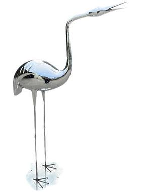 不锈钢火烈鸟雕塑可定制仙鹤镜面售楼处水池草坪园林装饰白鹭摆件