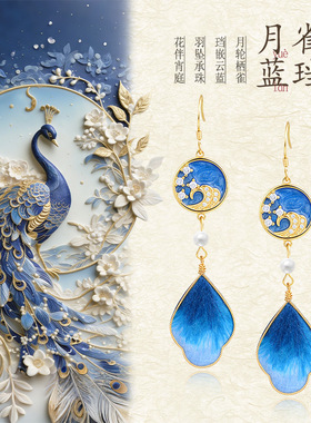 925银针非遗掐丝绒花旗袍耳钩