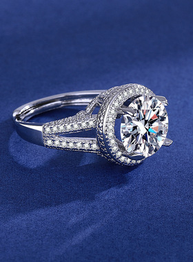 抖音网红爆款女王的豪华八心八箭大钻鸽子蛋 仿莫桑石高碳钻戒指