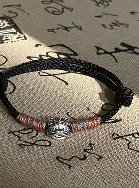 2025新款复古醒狮国风编织中性手链高级男士装饰新中式手绳