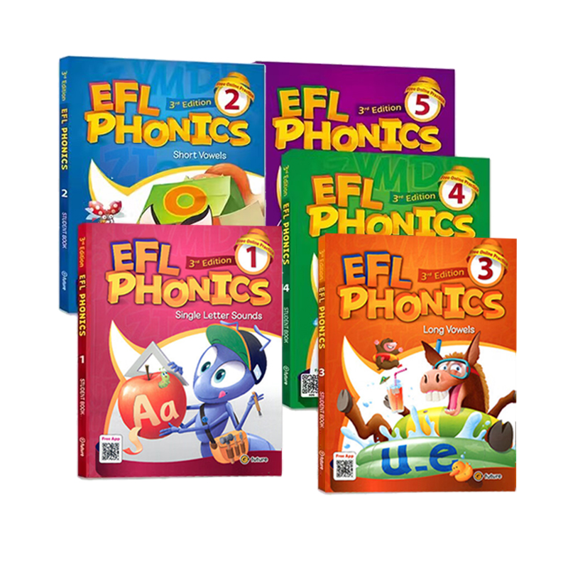 EFL Phonics少儿英语自然拼读教材 1 2 3 4 5级麦克森eflphonics小学英语发音规则拼读入门字母元音辅音培训教材
