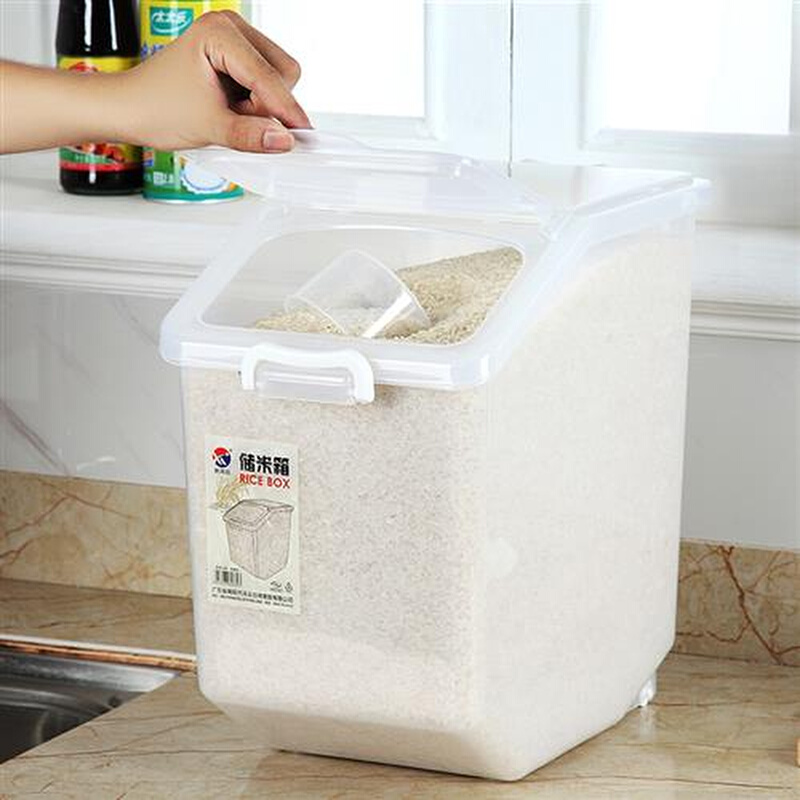 装米桶50斤储米箱30斤米缸10kg塑料家用厨房防潮防虫面粉收纳盒子 - 图1
