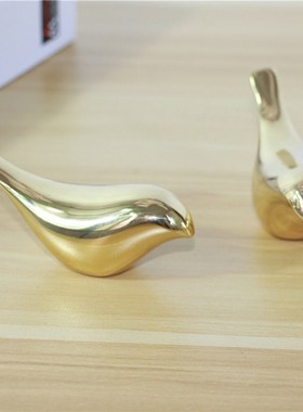 创意家居样板间黄铜小鸟摆件欧式C美式乡村客厅书房书柜装饰品摆