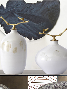 新中式陶瓷家居装饰品摆件样板间玄关电视柜茶R几桌面博古架配饰