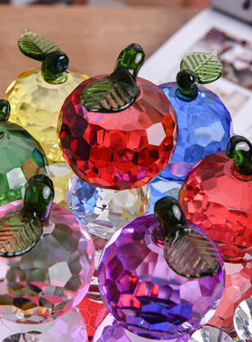 高档粉紫黄水晶苹果钻石水果盘摆件 高脚盘O家居客厅装饰新春礼物