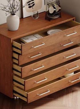 中古新款加厚五斗柜家用主卧餐边柜边柜实木带抽屉储物柜收纳柜