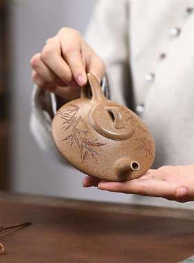 竹韵合瓢宜兴紫砂壶原矿五彩段泥匠心手制精美紫砂茶壶产地直销