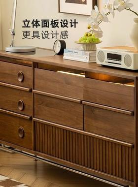 实木八斗柜法式客厅边柜简约复古卧室主卧床尾收纳储物柜餐边柜