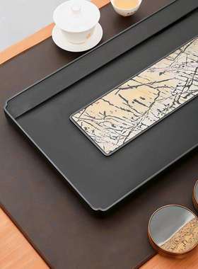 天然乌金石茶盘家用中式国画石奢石办公送礼新款轻奢石材茶海茶台