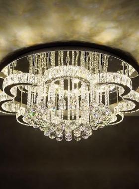 意式轻奢客厅主灯现代简约吸顶灯高级感水晶主卧室灯中山灯具