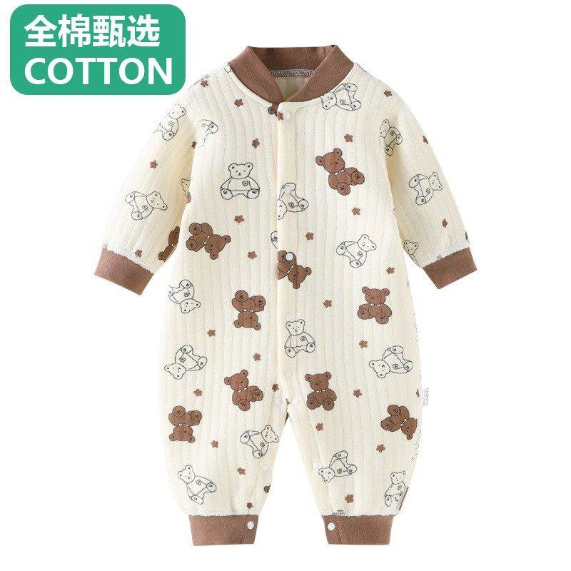 全棉母婴纯棉婴儿夹棉连体衣宝宝春秋冬款打底加厚新生儿衣服薄棉,淘宝优惠券,粉丝福利购,淘宝优惠卷