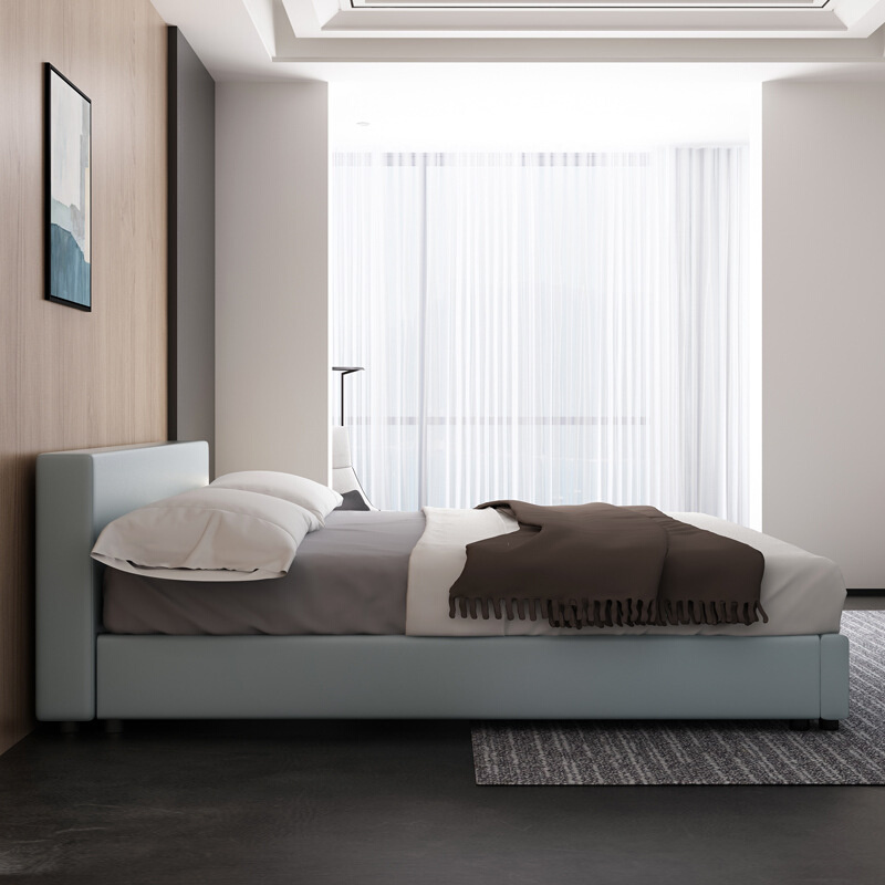 简约现代皮床1.8米1.35m科技布储物榻榻米日式酒店卧室家具小户型