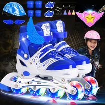 Skate Shoes Children Ice Skating Shoes Men And Women Children All-shiny Kits Skate 6 To 12 Year Old Roller Skates Pulley Slip Shoes