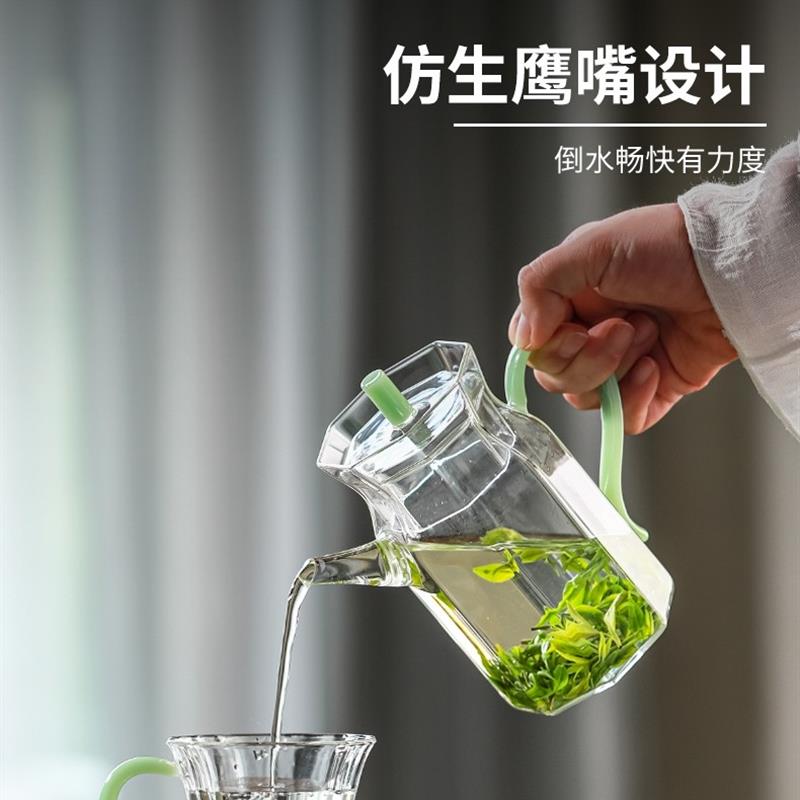 泡绿茶专用玻璃壶耐高温仿宋手执壶花茶过滤冲茶器家用茶具泡茶壶