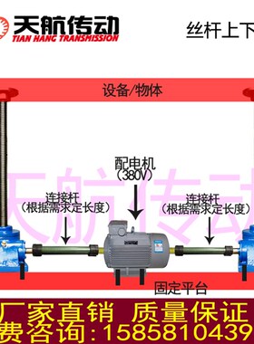 天航传动2台法兰头部同步升降物体电机控制停电可手摇升降机控制