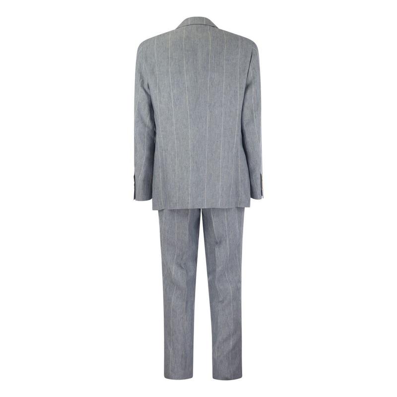 BRUNELLO CUCINELLI Broad pinstripe linen suit - 图0