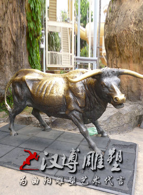 玻璃钢仿铜拓荒牛雕塑景观园林铸铜E动物牛塑像户外小品铜雕塑动