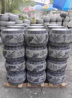 庭院石凳新中式仿古石墩摆件石头花架石雕柱墩石天然青石花盆底座
