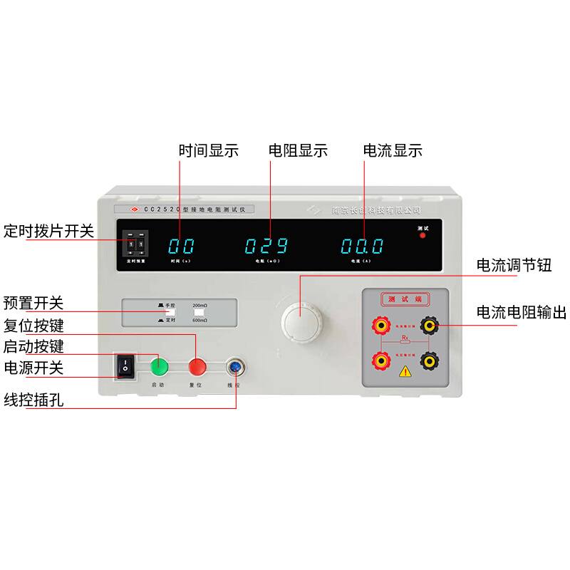 长创CC2521台式接地电阻测试仪 电器设备数字显示 30A 50A 100A - 图1